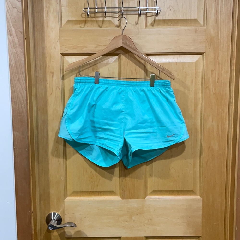 Teal nike neon drawstring running shorts size L